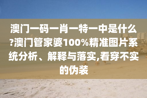 澳门一码一肖一特一中是什么?澳门管家婆100%精准图片系统分析、解释与落实,看穿不实的伪装