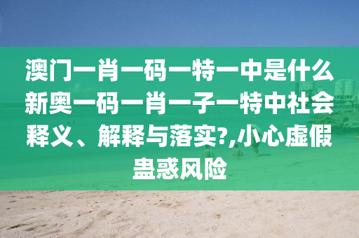 澳门一肖一码一特一中是什么新奥一码一肖一子一特中社会释义、解释与落实?,小心虚假蛊惑风险