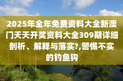 2025年全年免费资料大全新澳门天天开奖资料大全309期详细剖析、解释与落实?,警惕不实的钓鱼钩