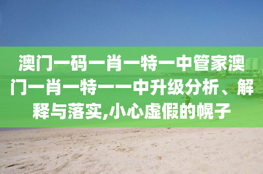 澳门一码一肖一特一中管家澳门一肖一特一一中升级分析、解释与落实,小心虚假的幌子