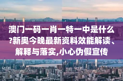 澳门一码一肖一特一中是什么?新奥今晚最新资料效能解读、解释与落实,小心伪假宣传
