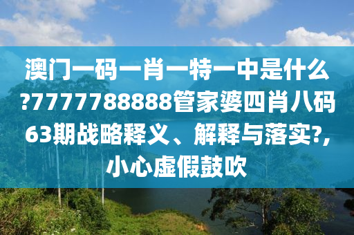 澳门一码一肖一特一中是什么?7777788888管家婆四肖八码63期战略释义、解释与落实?,小心虚假鼓吹