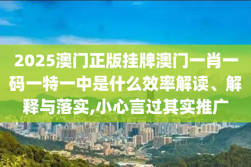 2025澳门正版挂牌澳门一肖一码一特一中是什么效率解读、解释与落实,小心言过其实推广